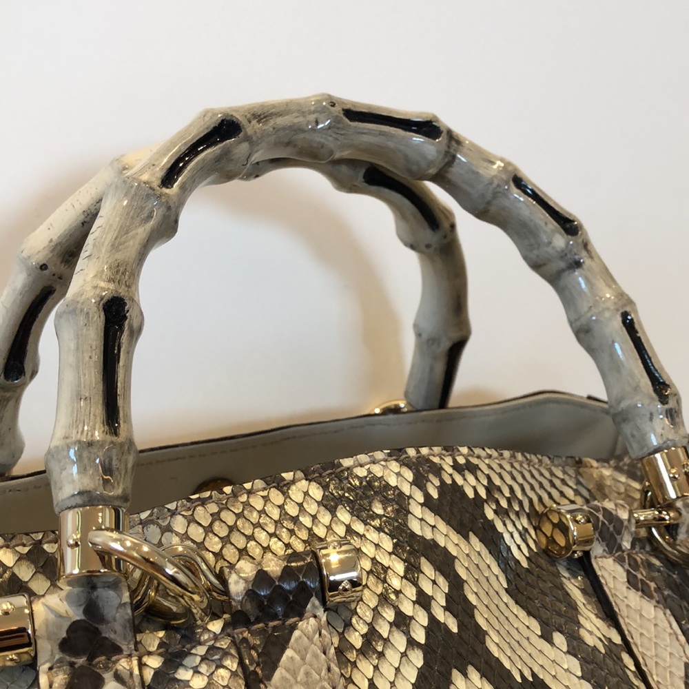 Hpx2 100% Authentic Gucci Python Bag With Bamboo … - image 4